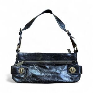 Vintage Cynthia Rowley Purse Bag 90's Y2K Black Buckle Studs Genuine Leather